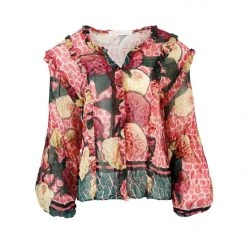 Coop Whatever Frill Be Pink Zinnia Garden Blouse Fashion