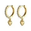 Pilgrim Sophia Preciosa Crystals And Heart Pendant Gold Sleeper Earrings Accessories
