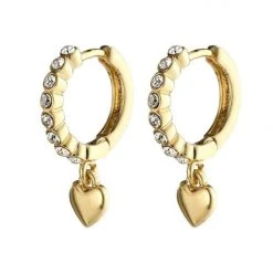 Pilgrim Sophia Preciosa Crystals And Heart Pendant Gold Sleeper Earrings Accessories