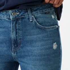 Mavi Viola Mid Used Recycled Organic Blue High Straight Denim Jean