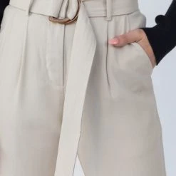 Among The Brave Fashion Pierre Sand Dune Soft Viscose Tapered Leg Belted Pant