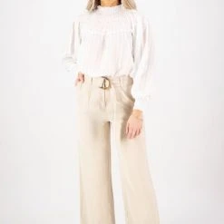 Ivy + Jack Fearless Sand Dune Pleat Front High Waist Belted Wide Leg Pant Fashion