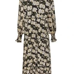 Ivy + Jack Jessie Ivory Gardenia LS Tiered Midi Dress