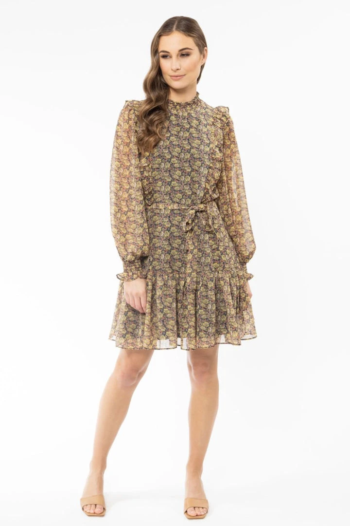 Seeking Lola Wondrous Marigold Petal LS High Neck Frill Smock Dress Fashion 3 Seeking Lola Wondrous Marigold Petal LS High Neck Frill Smock Dress Fashion