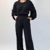 Among The Brave Best Life Black Soft Crepe Wide Leg Pant Fashion