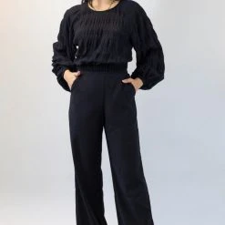 Among The Brave Best Life Black Soft Crepe Wide Leg Pant Fashion
