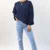 Among The Brave Carefree Navy Slouchy Puff Sleeve Knit Fashion