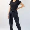 Among The Brave Spirited Black Tie Front Tapered Cupro Pant Fashion