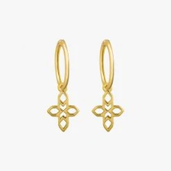 Lindi Kingi Accessories Baroque Cross Sleeper Earrings With Embellishment