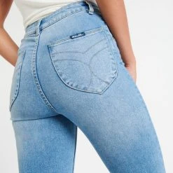 Rollas Fashion Eastcoast Ankle Ocean Blue Worn Knee Rip Skinny Denim Jean