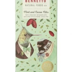 Bennetto Fairtrade Chocolate Mint + Cocoa Nibs (Mint) 100gm Home & Beauty