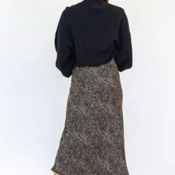 Ivy + Jack Fashion Ivy Black Mini Leopard Satin Midi Bias Skirt 9 Ivy + Jack Fashion Ivy Black Mini Leopard Satin Midi Bias Skirt