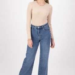 Ivy + Jack Radiant Cream LS Rib Knit Crew Neck Top