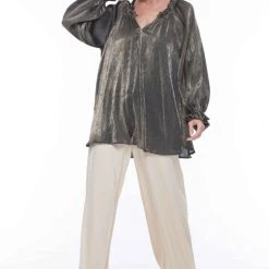 Blak Fashion Love Affair Dark Chocolate Metallic Blouse