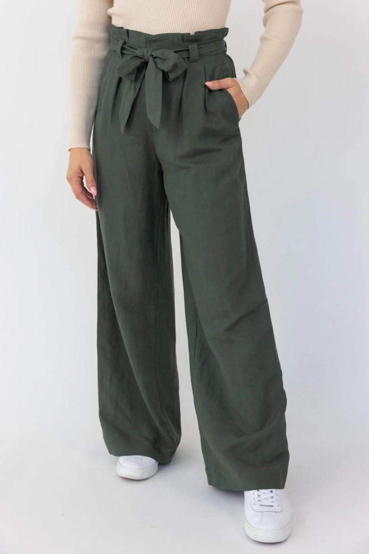 Among The Brave Galaxy Khaki Paper Bag Tie Waist Wide Leg Linen Pant Fashion 4 Among The Brave Galaxy Khaki Paper Bag Tie Waist Wide Leg Linen Pant Fashion