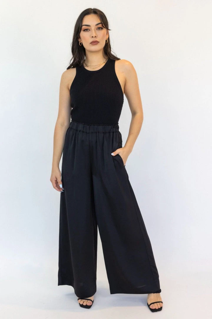 Among The Brave Super Luxe Black Elastic Waist Wide Leg Satin Pant Fashion 3 Among The Brave Super Luxe Black Elastic Waist Wide Leg Satin Pant Fashion