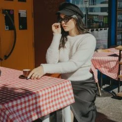 Among The Brave Lovable Candyfloss Eyelash Yarn Cropped Crew Neck Knit Fashion