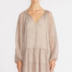 Staple The Label Fashion Emilia Smock Multi Natural Leopard LS Mini Dress