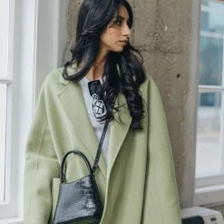 Birds Of A Feather Fashion Celine Pistachio 100% Merino Wool Longline Coat