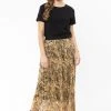 Billie The Label Sunray Golden Paisley Pleated Midi Skirt Fashion