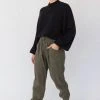 Among The Brave New Warrior Khaki Relaxed Drapey Drawstring Stretch Cuff Pant Fashion