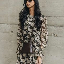 Ivy + Jack Fashion Bria Ivory Gardenia LS Dropped Waist Smock Dress