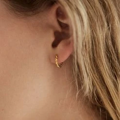 Brie Leon 925 Mini Twist Gold Sleeper Earrings Accessories