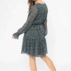 Billie The Label Jessica Blue Floral Drop Waist Mid Sleeve Mini Dress
