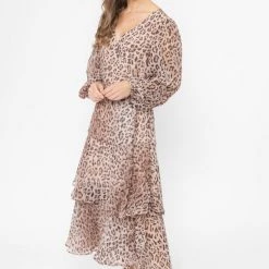 Seeking Lola Paradise Rust Leopard LS Wrap Dress Fashion