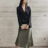 Ivy + Jack Fashion Ivy Khaki Washer Satin Midi Bias Skirt 1 Ivy + Jack Fashion Ivy Khaki Washer Satin Midi Bias Skirt
