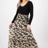 Ivy + Jack Rosie Ivory Gardenia Shirred Waist Tiered Skirt