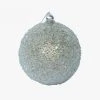 Alison's Acquisitions Lunar Ball Medium Silver Beaded 8cm Christmas Decorations