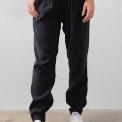 Among The Brave Fast Track Black Elastic Waist Tapered Cupro Jogger Fashion