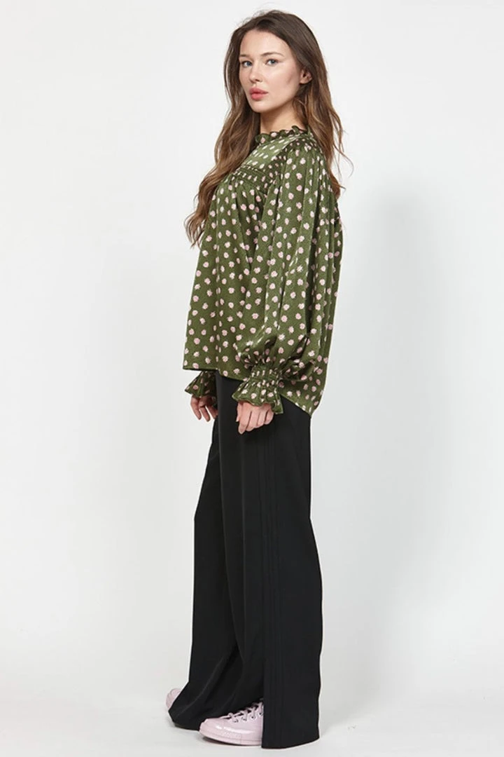 Leo + Be Inconsistent Khaki Floral Silky Top 4 Leo + Be Inconsistent Khaki Floral Silky Top