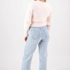 Among The Brave Lovable Candyfloss Eyelash Yarn Cropped Crew Neck Knit Fashion