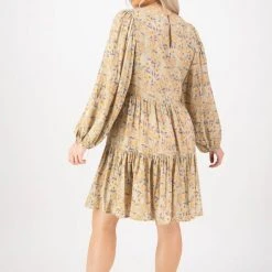 Ivy + Jack Elsa Pistachio Floral LS V Neck Smock Dress Fashion