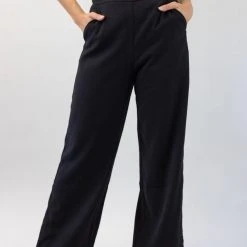 Among The Brave Best Life Black Soft Crepe Wide Leg Pant Fashion
