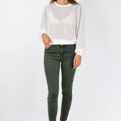 Among The Brave Harper Dark Khaki Knee Dart Denim Jean