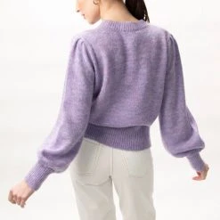 Among The Brave Zesty Lilac Mohair Blend Balloon Sleeve Knit