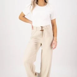 Ivy + Jack Fearless Sand Dune Pleat Front High Waist Belted Wide Leg Pant Fashion