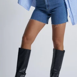 Abrand Jeans A Claudia Cut Off Mid Thigh Georgia Blue Denim Short Fashion