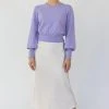 Among The Brave Fashion Madison Lilac Deep Button Cuff Crop Knit Top
