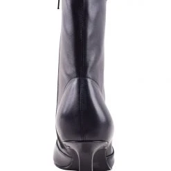 Solsana Accessories Aria Black Leather Kitten Heeled Pointed Boot