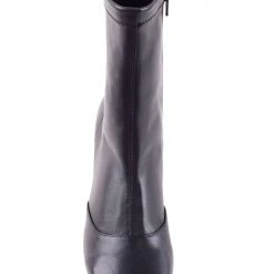 Solsana Accessories Aria Black Leather Kitten Heeled Pointed Boot