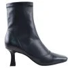 Solsana Accessories Aria Black Leather Kitten Heeled Pointed Boot