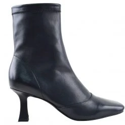 Solsana Accessories Aria Black Leather Kitten Heeled Pointed Boot