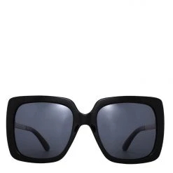 Reality Eyewear Accessories Azur Black Oversized Square Sunglasses With Gold Metal Arms
