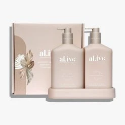 Alive Body Makeup & Skincare Applewood & Goji Berry Hand & Body 500ml Wash + 500ml Lotion Duo + Tray