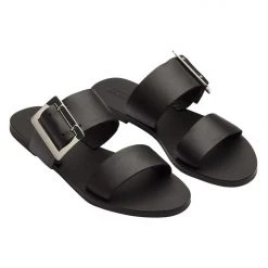 Solsana April Double Buckle Black Slide