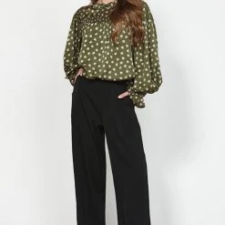 Leo + Be Inconsistent Khaki Floral Silky Top